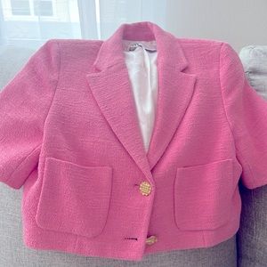 Zara bubble gum pink suit in a tweed bottom is medium only bottom